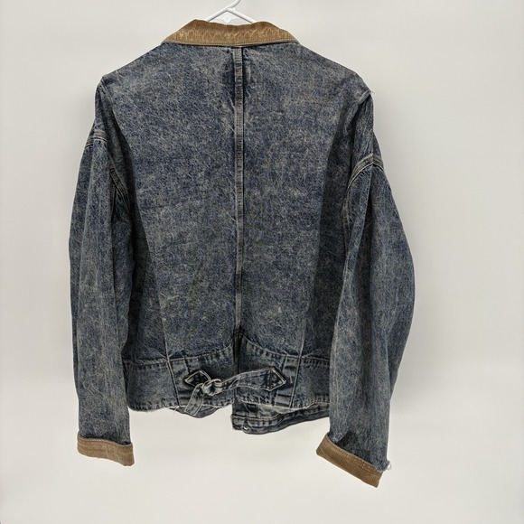 Vintage 60s Levis Denim Chore Distressed A-2 Bomber Buckle Back Retro USA XL - Picture 10 of 14